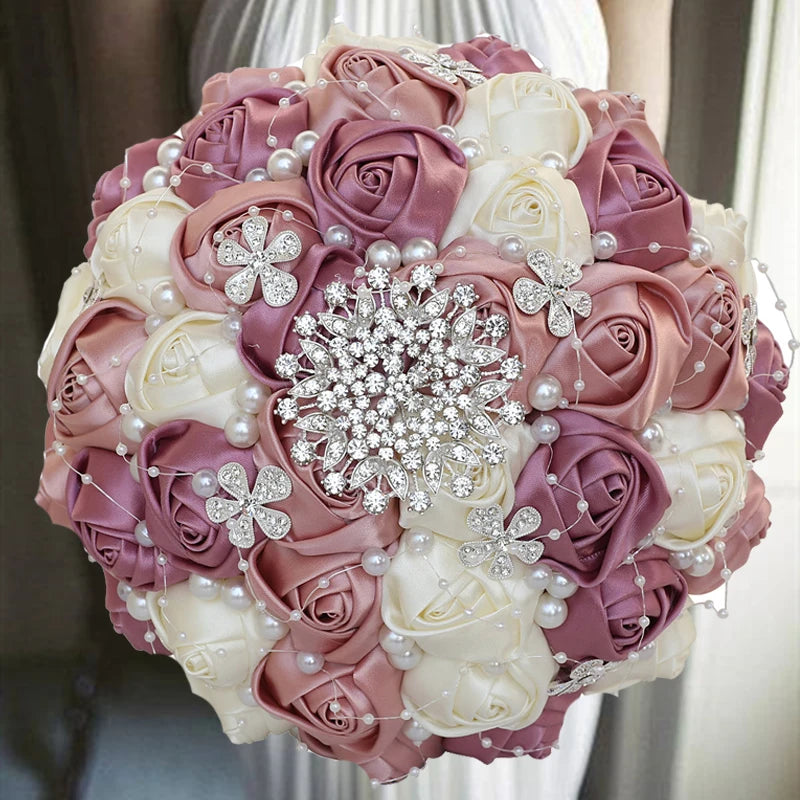 1pc/lotArtificial Wedding Bouquets Hand made Flower Rhinestone Bridesmaid Crystal Bridal Wedding Bouquet de mariage