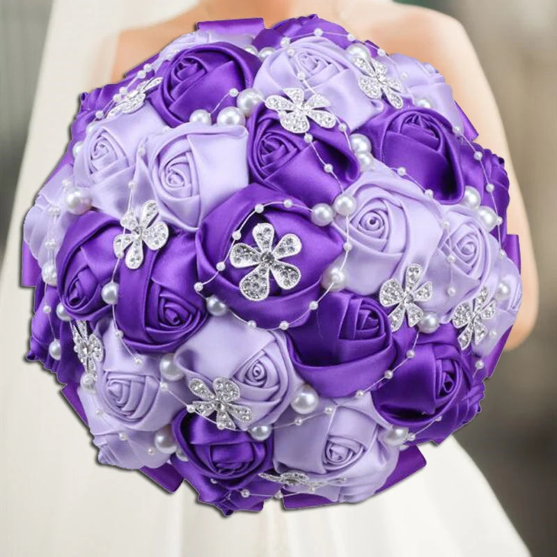 1pc/lotArtificial Wedding Bouquets Hand made Flower Rhinestone Bridesmaid Crystal Bridal Wedding Bouquet de mariage