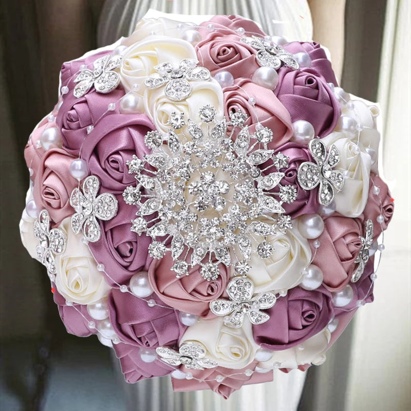 1pc/lotArtificial Wedding Bouquets Hand made Flower Rhinestone Bridesmaid Crystal Bridal Wedding Bouquet de mariage