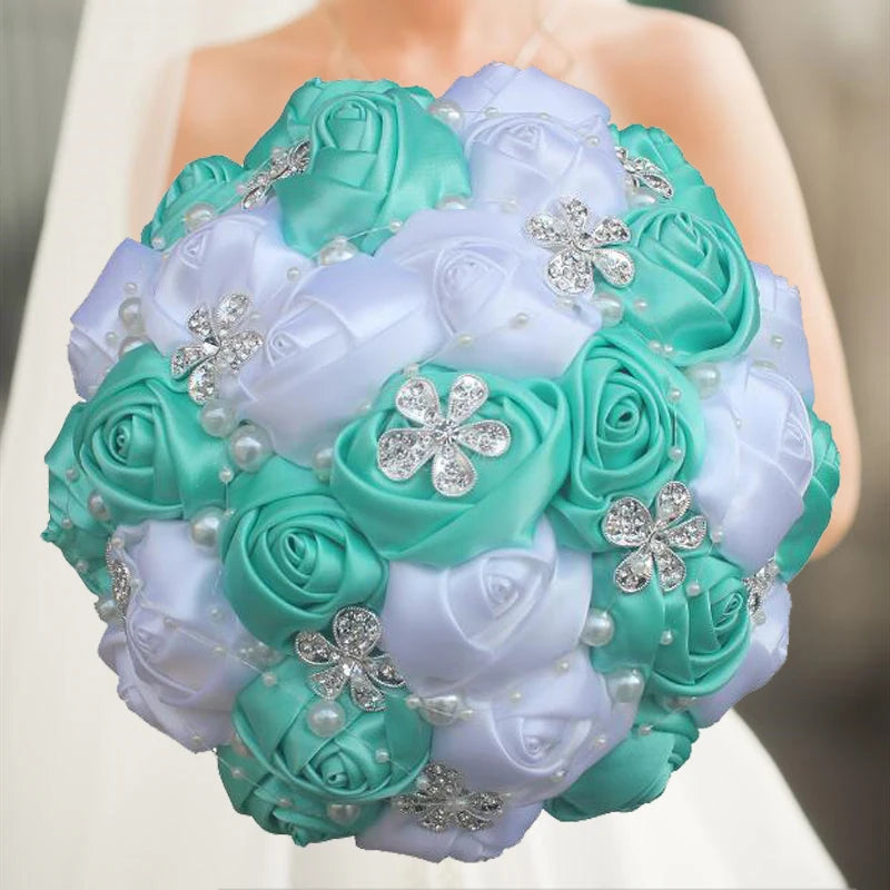 1pc/lotArtificial Wedding Bouquets Hand made Flower Rhinestone Bridesmaid Crystal Bridal Wedding Bouquet de mariage