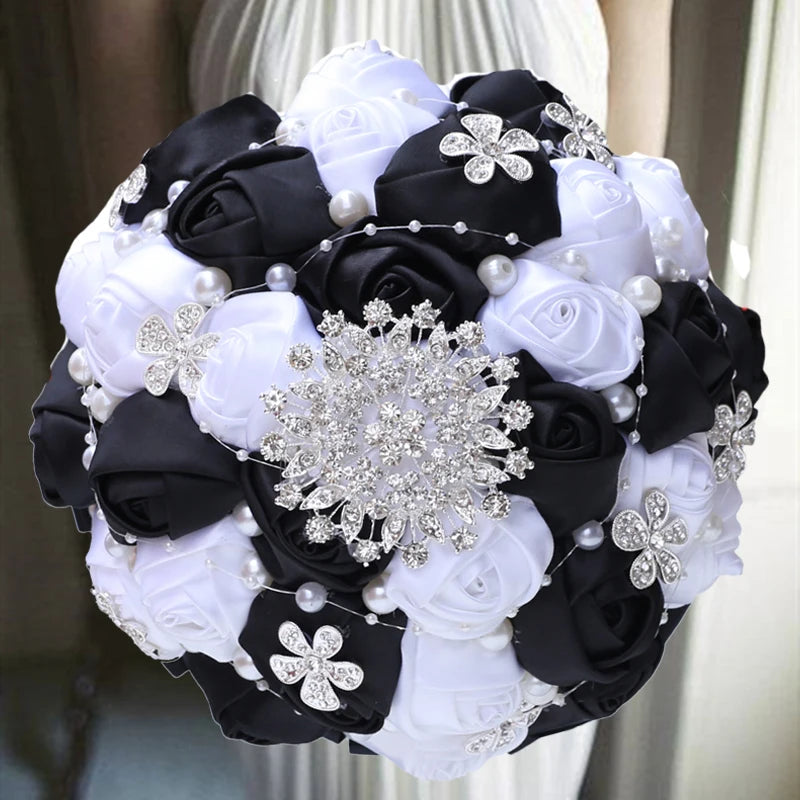 1pc/lotArtificial Wedding Bouquets Hand made Flower Rhinestone Bridesmaid Crystal Bridal Wedding Bouquet de mariage