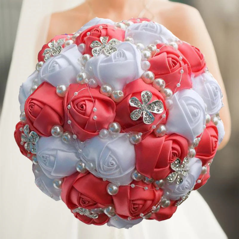 1pc/lotArtificial Wedding Bouquets Hand made Flower Rhinestone Bridesmaid Crystal Bridal Wedding Bouquet de mariage