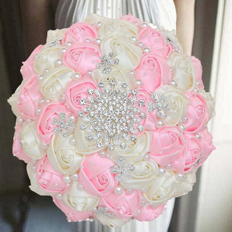 1pc/lotArtificial Wedding Bouquets Hand made Flower Rhinestone Bridesmaid Crystal Bridal Wedding Bouquet de mariage