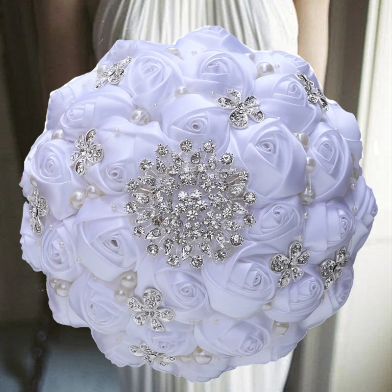 1pc/lotArtificial Wedding Bouquets Hand made Flower Rhinestone Bridesmaid Crystal Bridal Wedding Bouquet de mariage