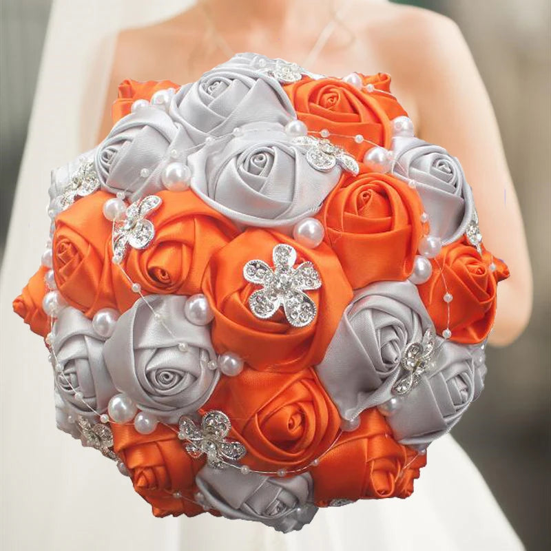 1pc/lotArtificial Wedding Bouquets Hand made Flower Rhinestone Bridesmaid Crystal Bridal Wedding Bouquet de mariage