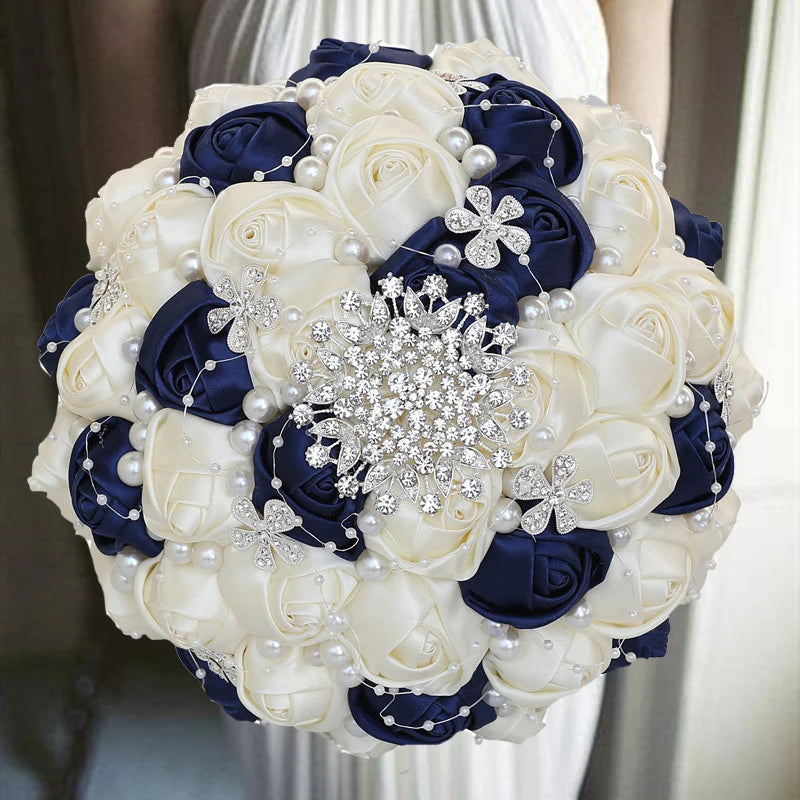 1pc/lotArtificial Wedding Bouquets Hand made Flower Rhinestone Bridesmaid Crystal Bridal Wedding Bouquet de mariage