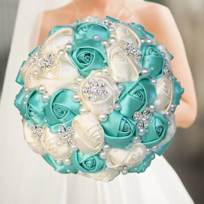 1pc/lotArtificial Wedding Bouquets Hand made Flower Rhinestone Bridesmaid Crystal Bridal Wedding Bouquet de mariage