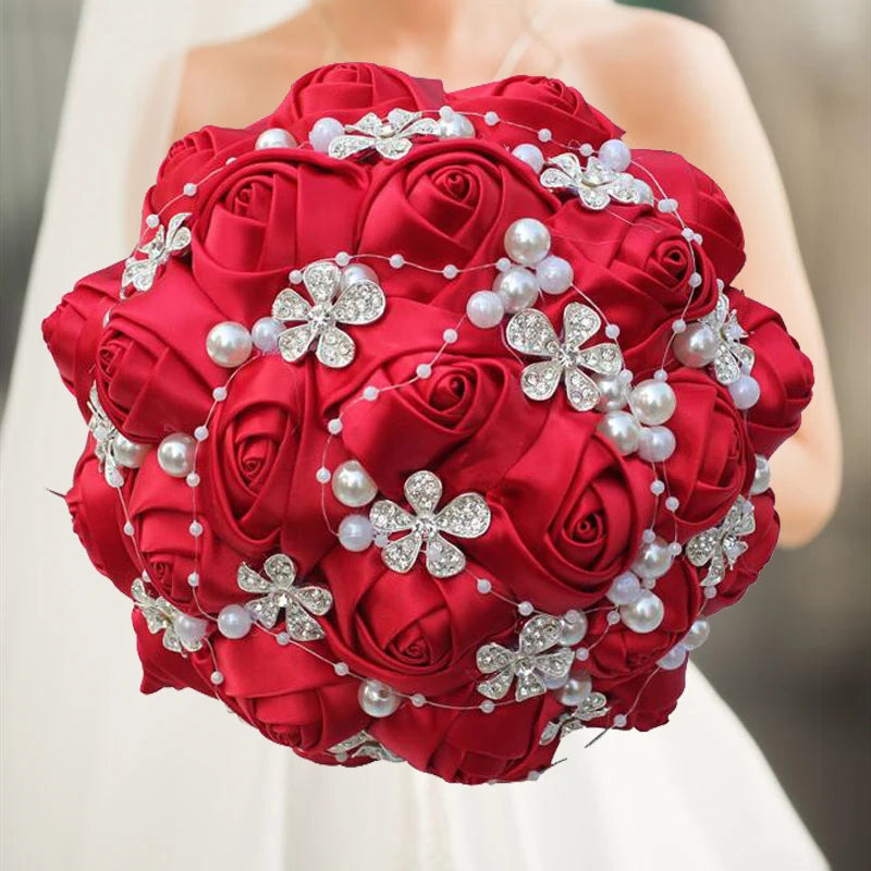1pc/lotArtificial Wedding Bouquets Hand made Flower Rhinestone Bridesmaid Crystal Bridal Wedding Bouquet de mariage