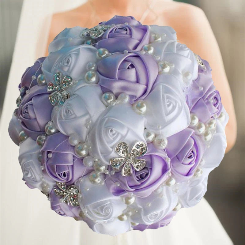 1pc/lotArtificial Wedding Bouquets Hand made Flower Rhinestone Bridesmaid Crystal Bridal Wedding Bouquet de mariage