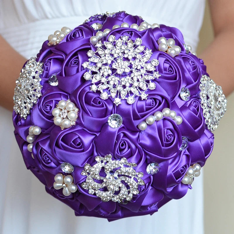 1pc/lotArtificial Wedding Bouquets Hand made Flower Rhinestone Bridesmaid Crystal Bridal Wedding Bouquet de mariage