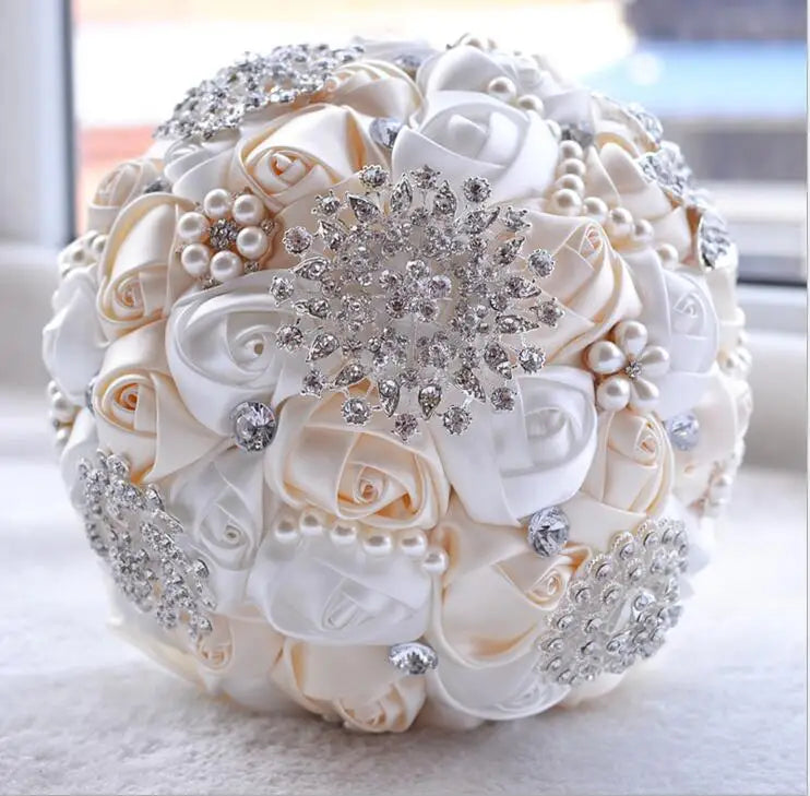 1pc/lotArtificial Wedding Bouquets Hand made Flower Rhinestone Bridesmaid Crystal Bridal Wedding Bouquet de mariage