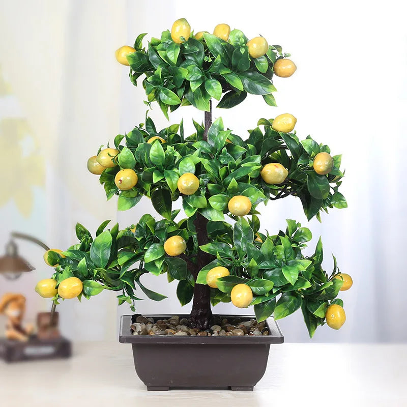 Artificial Plant Bonsai Orange Plastic Pots+Small Fruit Tree Potted for Home Living Room Flower Shop Hotel Wedding Party Decor