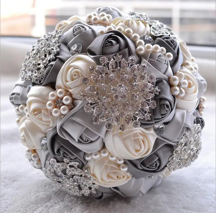 1pc/lotArtificial Wedding Bouquets Hand made Flower Rhinestone Bridesmaid Crystal Bridal Wedding Bouquet de mariage