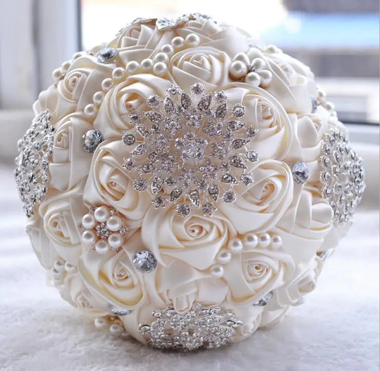 1pc/lotArtificial Wedding Bouquets Hand made Flower Rhinestone Bridesmaid Crystal Bridal Wedding Bouquet de mariage