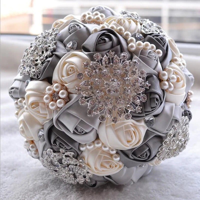 1pc/lotArtificial Wedding Bouquets Hand made Flower Rhinestone Bridesmaid Crystal Bridal Wedding Bouquet de mariage