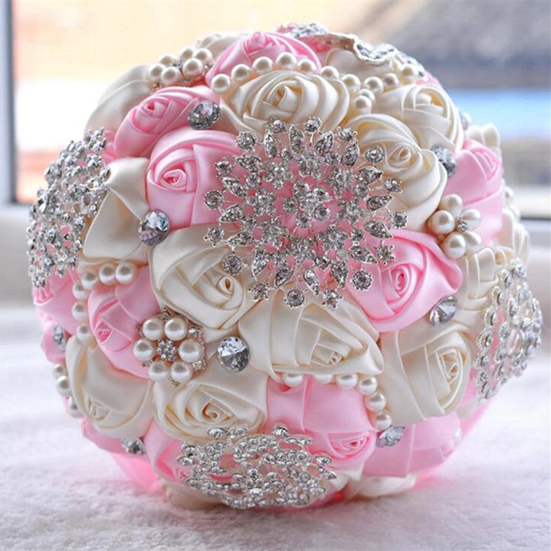 1pc/lotArtificial Wedding Bouquets Hand made Flower Rhinestone Bridesmaid Crystal Bridal Wedding Bouquet de mariage