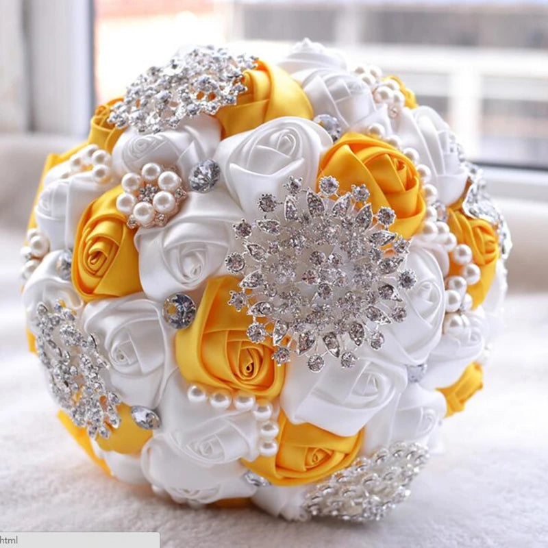 1pc/lotArtificial Wedding Bouquets Hand made Flower Rhinestone Bridesmaid Crystal Bridal Wedding Bouquet de mariage