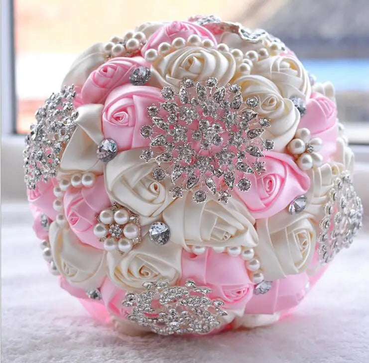 1pc/lotArtificial Wedding Bouquets Hand made Flower Rhinestone Bridesmaid Crystal Bridal Wedding Bouquet de mariage