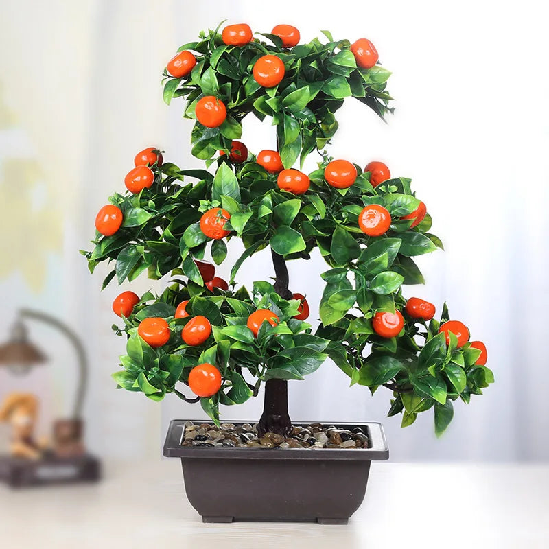 Artificial Plant Bonsai Orange Plastic Pots+Small Fruit Tree Potted for Home Living Room Flower Shop Hotel Wedding Party Decor