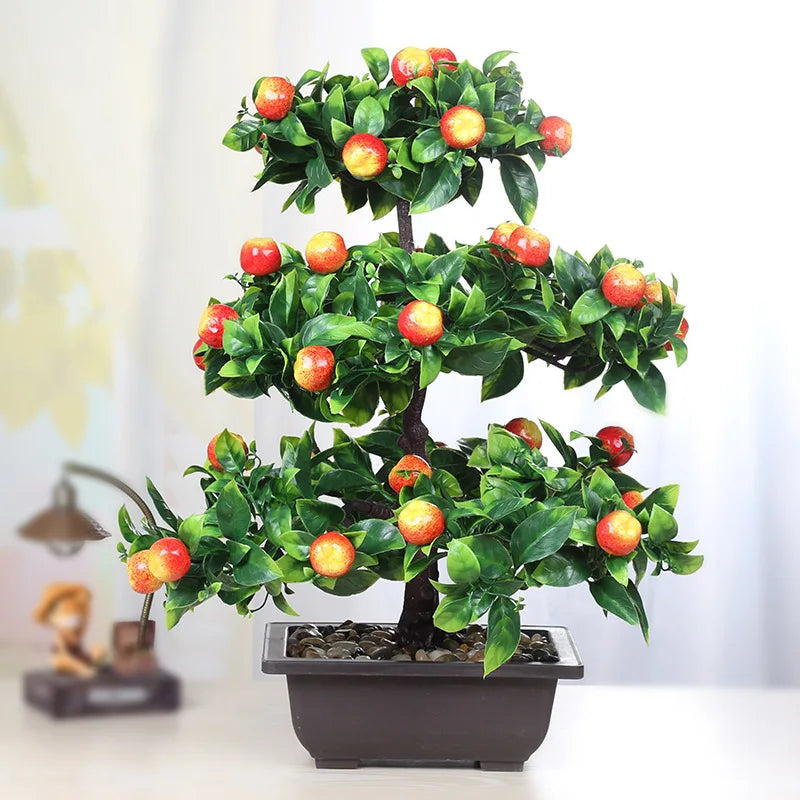 Artificial Plant Bonsai Orange Plastic Pots+Small Fruit Tree Potted for Home Living Room Flower Shop Hotel Wedding Party Decor
