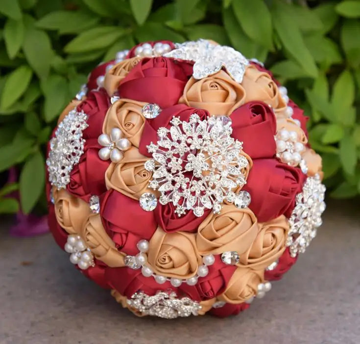1pc/lotArtificial Wedding Bouquets Hand made Flower Rhinestone Bridesmaid Crystal Bridal Wedding Bouquet de mariage