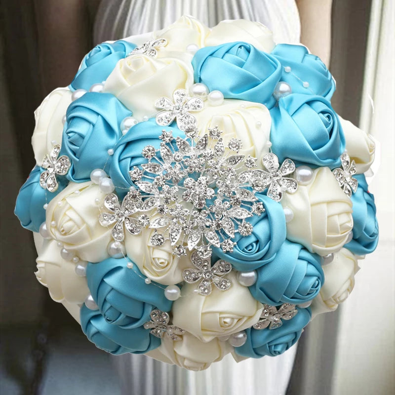 1pc/lotArtificial Wedding Bouquets Hand made Flower Rhinestone Bridesmaid Crystal Bridal Wedding Bouquet de mariage