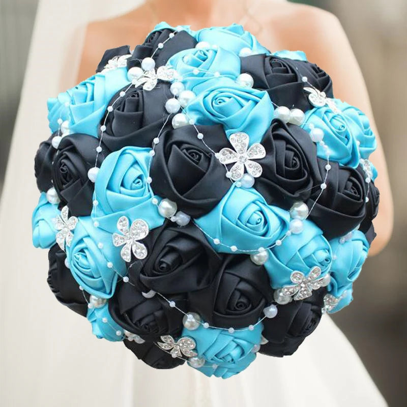 1pc/lotArtificial Wedding Bouquets Hand made Flower Rhinestone Bridesmaid Crystal Bridal Wedding Bouquet de mariage