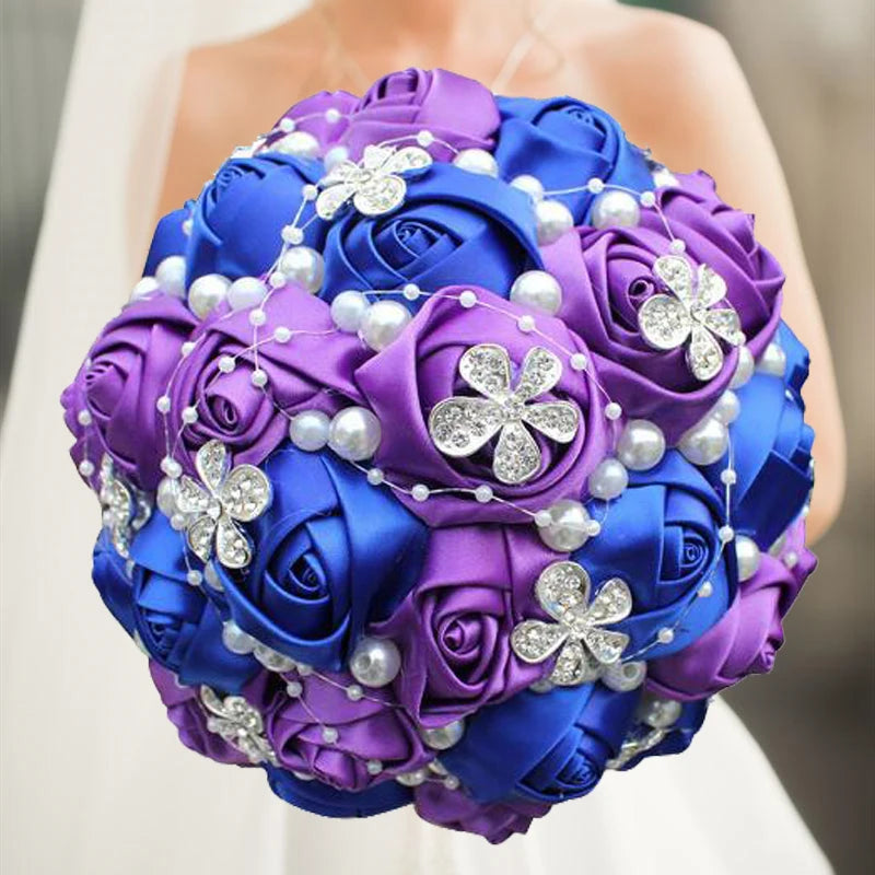 1pc/lotArtificial Wedding Bouquets Hand made Flower Rhinestone Bridesmaid Crystal Bridal Wedding Bouquet de mariage