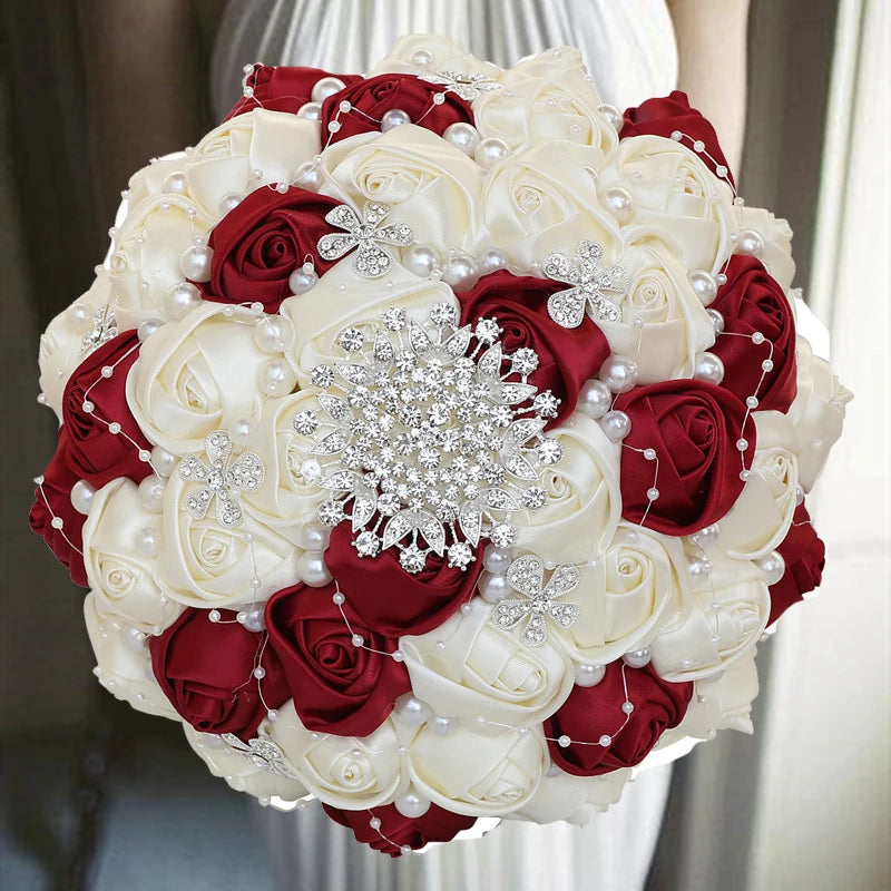 1pc/lotArtificial Wedding Bouquets Hand made Flower Rhinestone Bridesmaid Crystal Bridal Wedding Bouquet de mariage