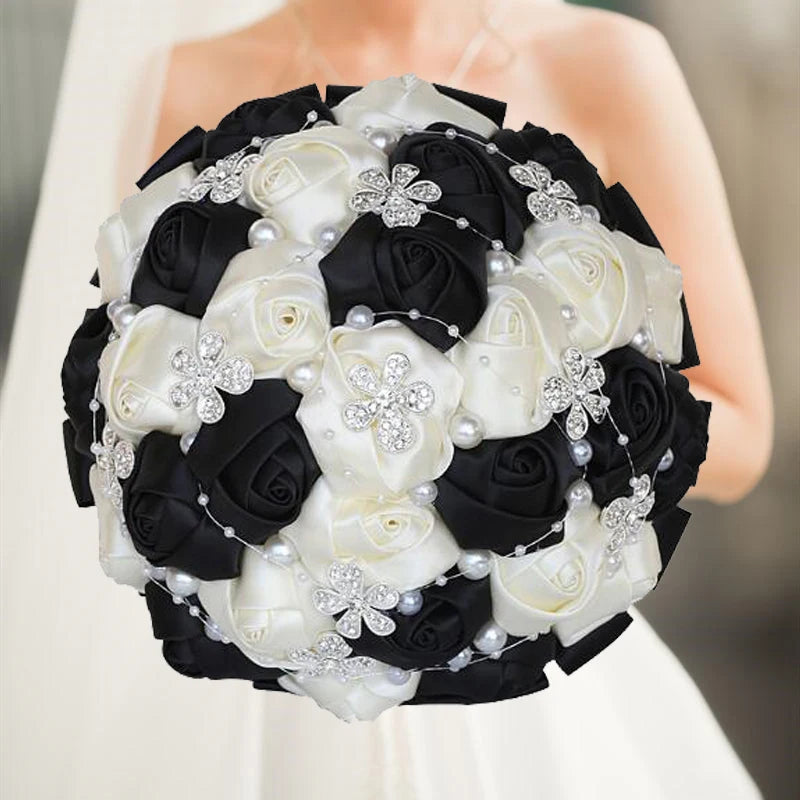 1pc/lotArtificial Wedding Bouquets Hand made Flower Rhinestone Bridesmaid Crystal Bridal Wedding Bouquet de mariage