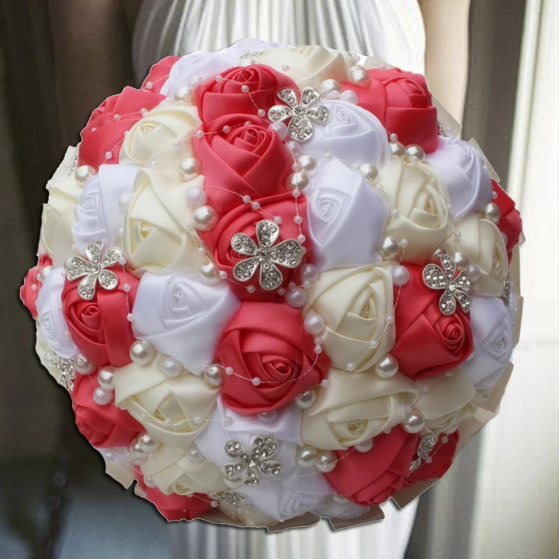 1pc/lotArtificial Wedding Bouquets Hand made Flower Rhinestone Bridesmaid Crystal Bridal Wedding Bouquet de mariage