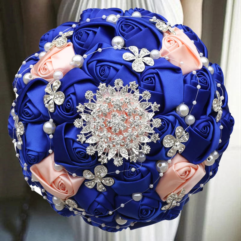 1pc/lotArtificial Wedding Bouquets Hand made Flower Rhinestone Bridesmaid Crystal Bridal Wedding Bouquet de mariage