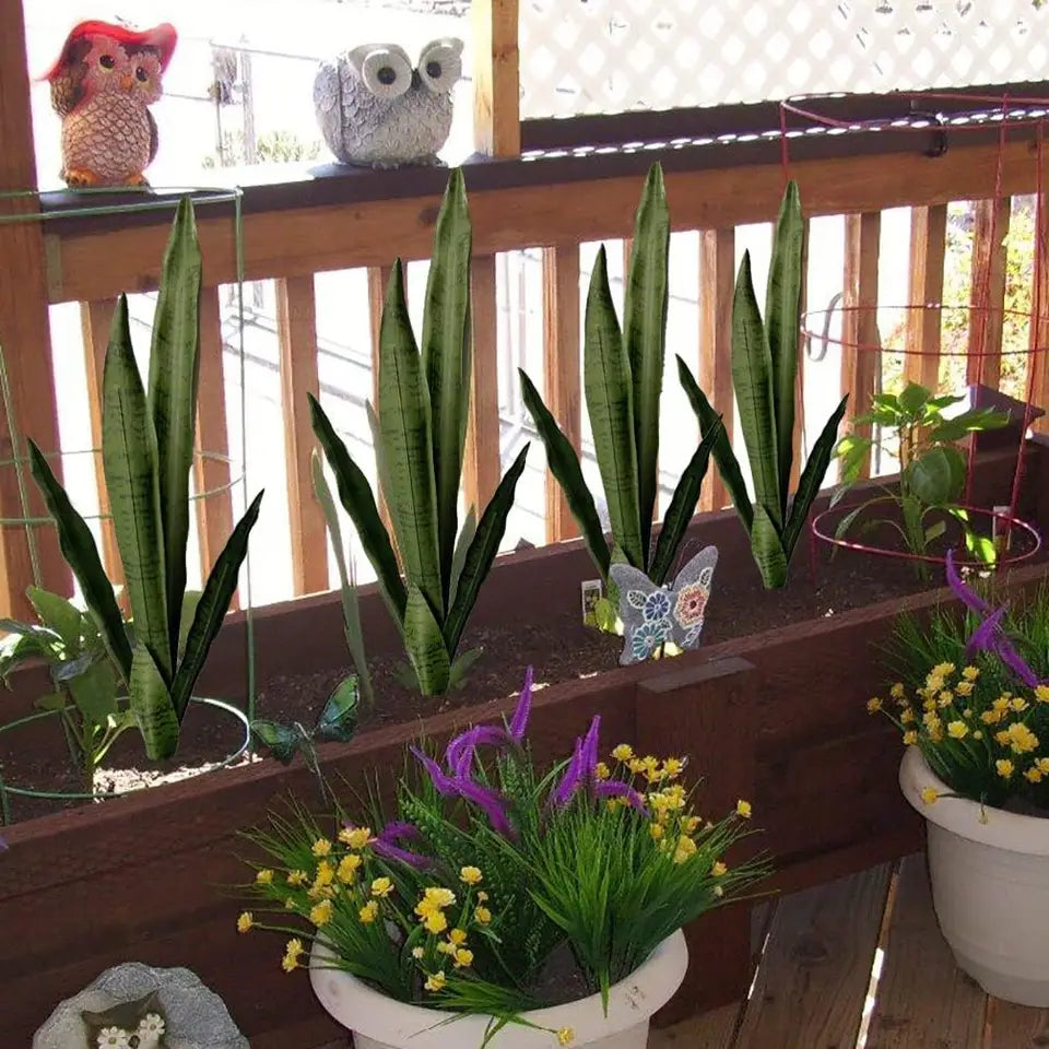 4 PCS Artificial Sansevieria Plants 30 Inch Tall Faux Plant for Indoor and Outdoor Home Garden Office Store Decoration