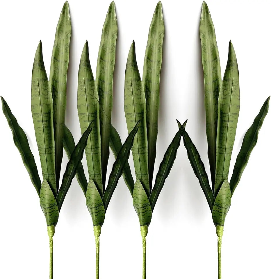 4 PCS Artificial Sansevieria Plants 30 Inch Tall Faux Plant for Indoor and Outdoor Home Garden Office Store Decoration