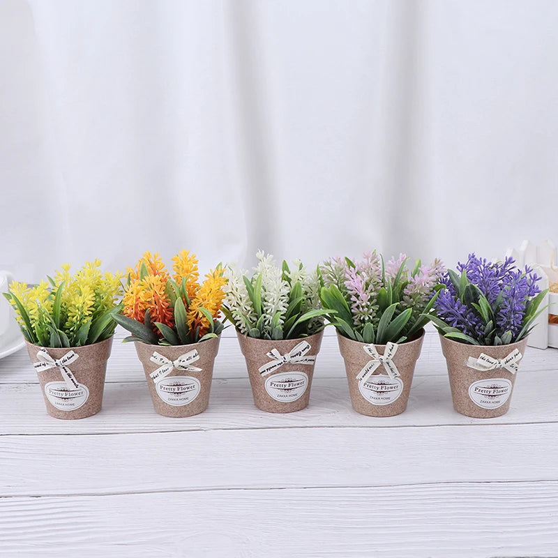 Artificial Plant Decorative Flowers Fake Flowers Mini Potted Bonsai Green Plant for Home Decor