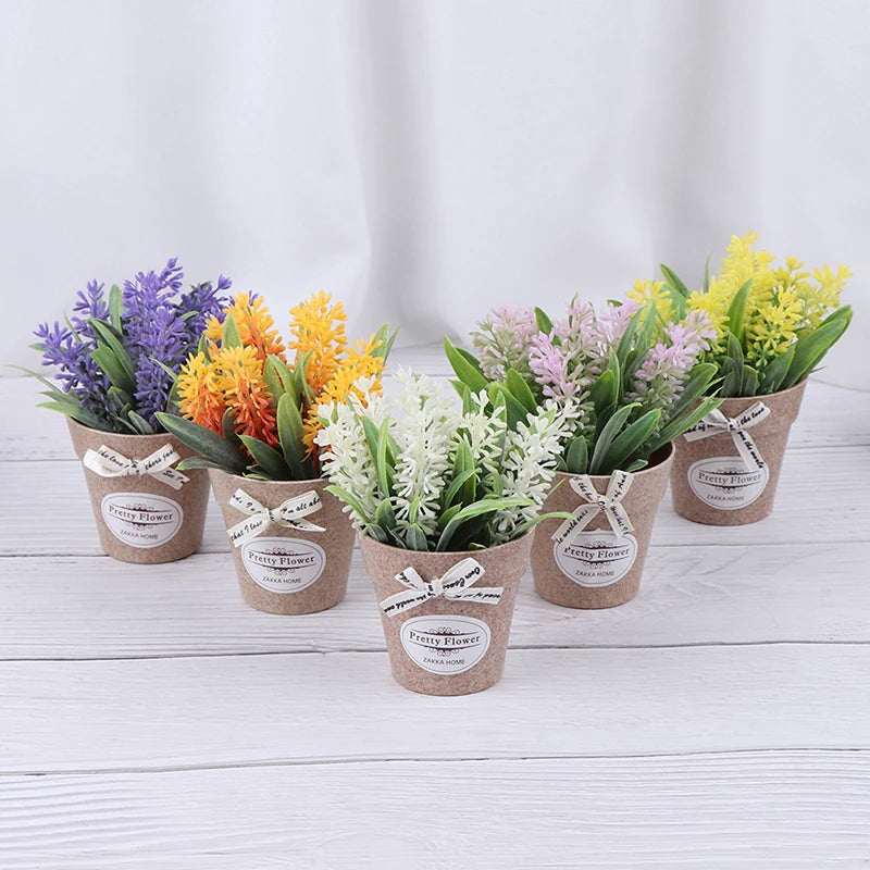 Artificial Plant Decorative Flowers Fake Flowers Mini Potted Bonsai Green Plant for Home Decor