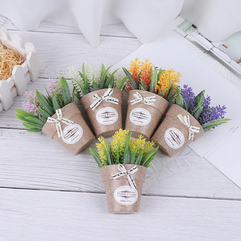 Artificial Plant Decorative Flowers Fake Flowers Mini Potted Bonsai Green Plant for Home Decor