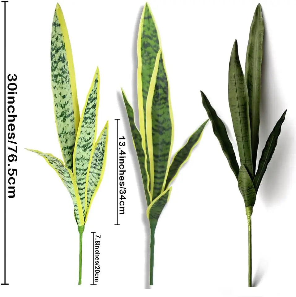 4 PCS Artificial Sansevieria Plants 30 Inch Tall Faux Plant for Indoor and Outdoor Home Garden Office Store Decoration