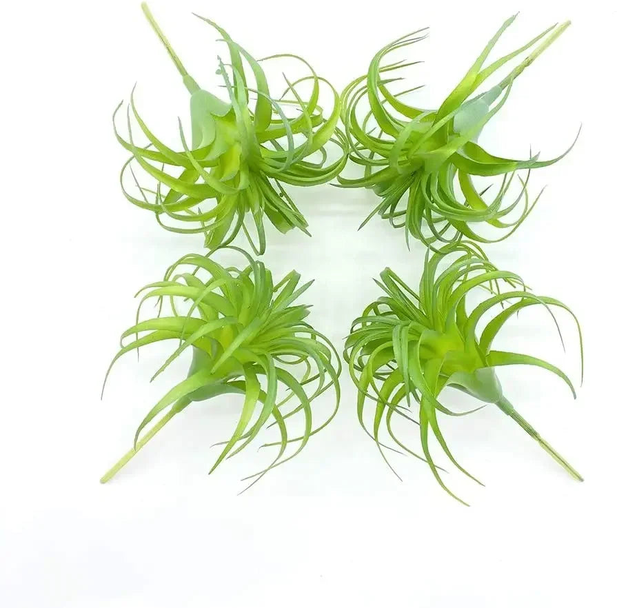 4 Pack Artificial Faux Air Plants Grass Tillandsia Bromeliads for Home Decor Terrarium Project Greenery