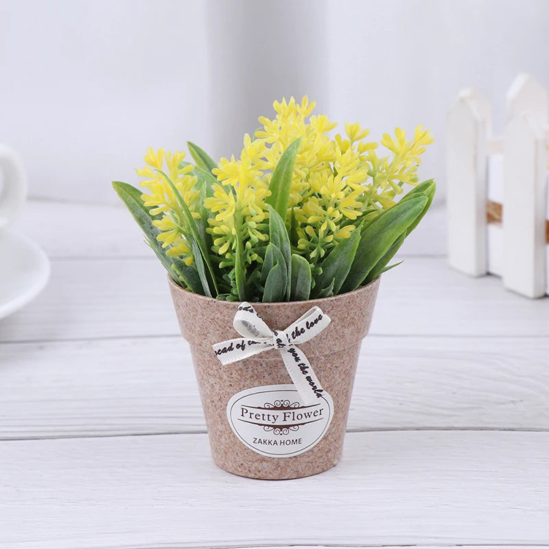 Artificial Plant Decorative Flowers Fake Flowers Mini Potted Bonsai Green Plant for Home Decor