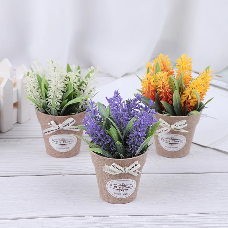 Artificial Plant Decorative Flowers Fake Flowers Mini Potted Bonsai Green Plant for Home Decor