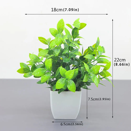 4 Different Types Mini Artificial Greenery Potted Plants White Basin for Home Office Desk Table Bathroom Decor Indoor Supplies