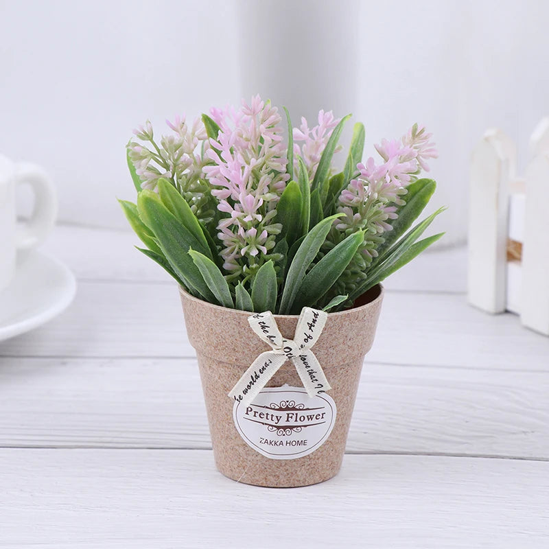 Artificial Plant Decorative Flowers Fake Flowers Mini Potted Bonsai Green Plant for Home Decor
