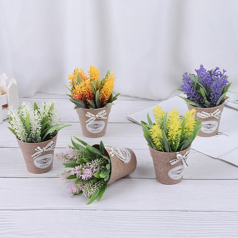Artificial Plant Decorative Flowers Fake Flowers Mini Potted Bonsai Green Plant for Home Decor
