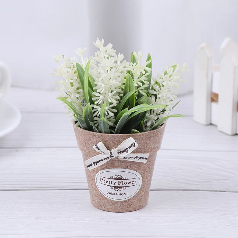 Artificial Plant Decorative Flowers Fake Flowers Mini Potted Bonsai Green Plant for Home Decor