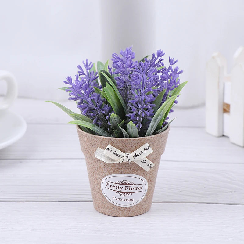 Artificial Plant Decorative Flowers Fake Flowers Mini Potted Bonsai Green Plant for Home Decor